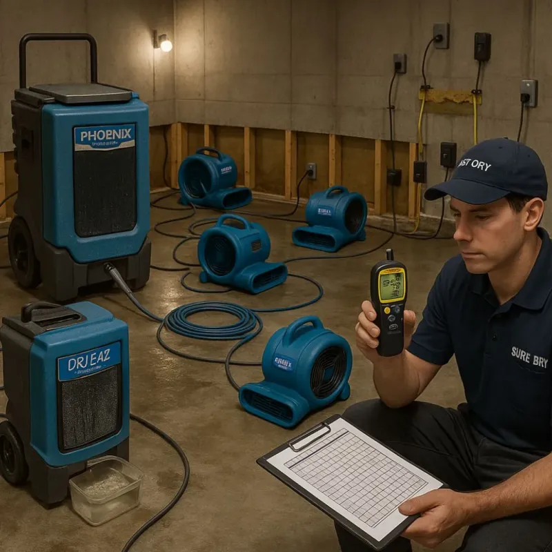 Structural Drying and Dehumidification process in Mosinee, WI
